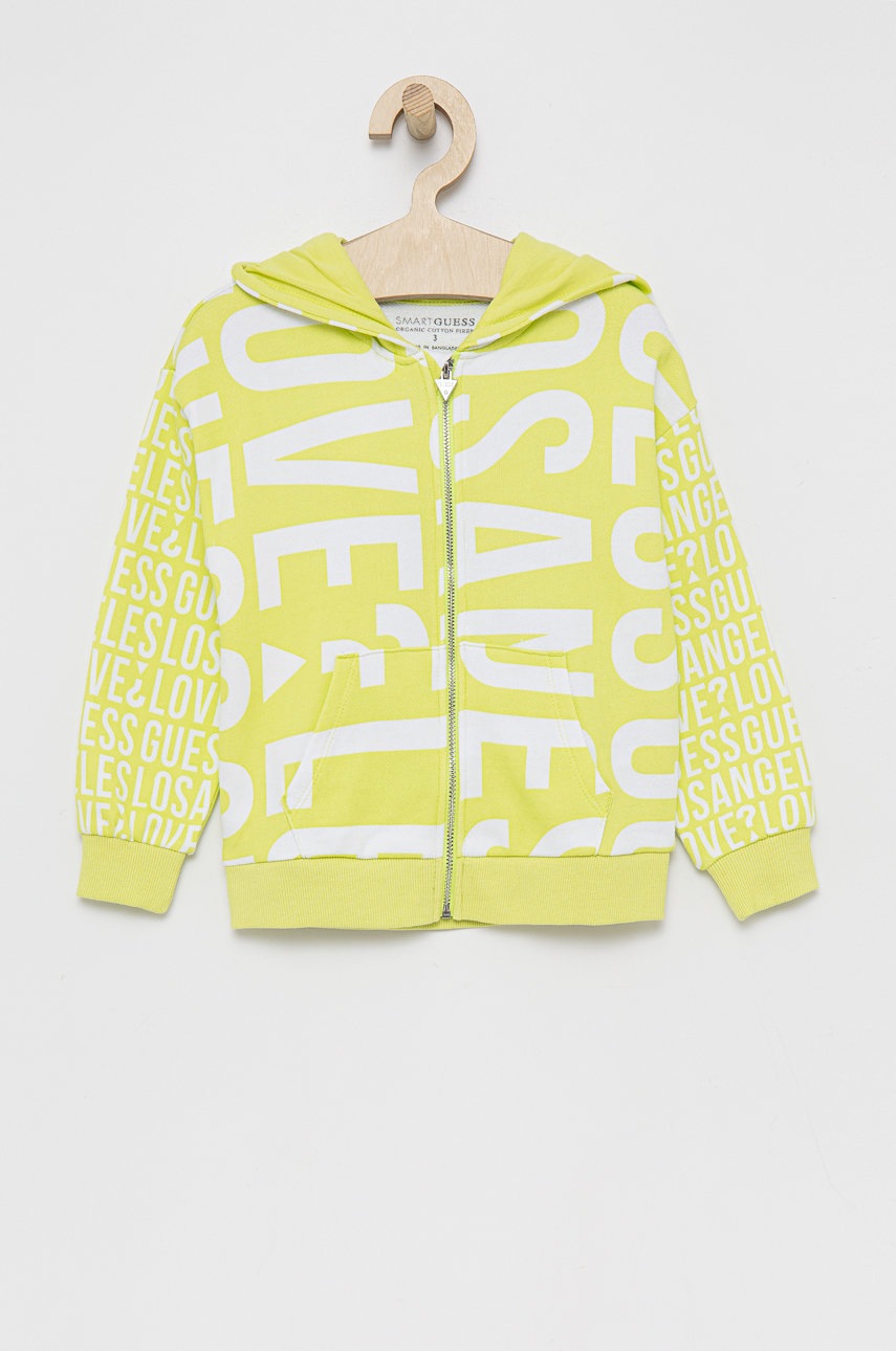 

Детски суичър Guess в зелено с десен, Зелен