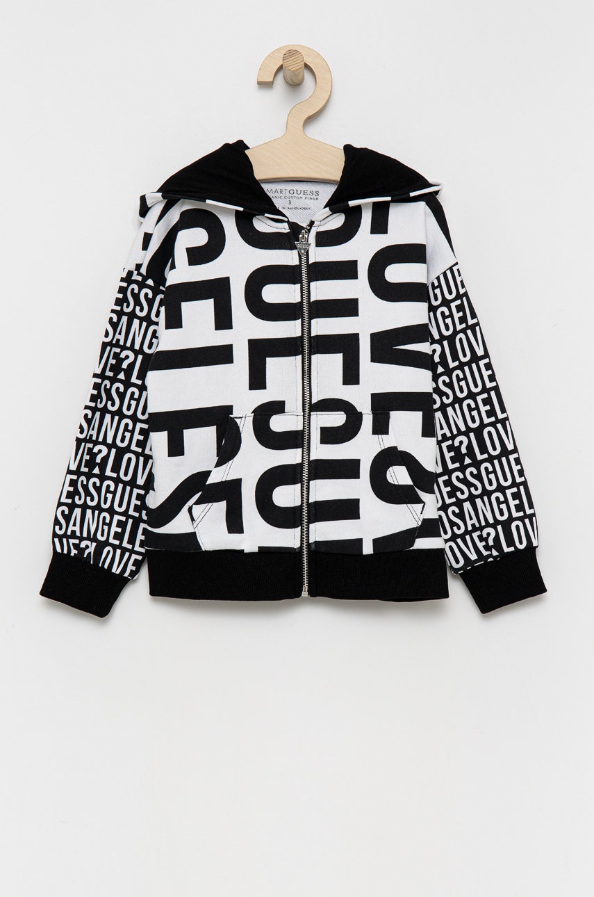 

Детски суичър Guess в черно с десен, Черен