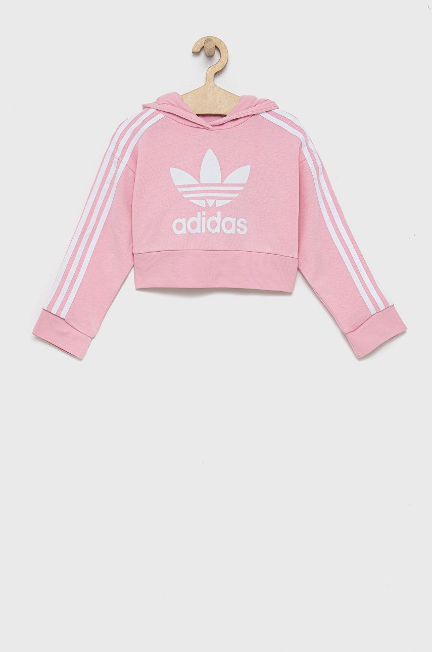 adidas Originals Bluza dziecięca kolor różowy z kapturem z nadrukiem