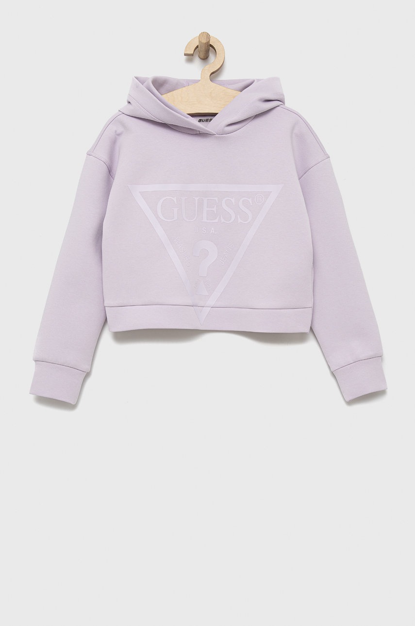 

Детски суичър Guess в лилаво с принт, Виолетов