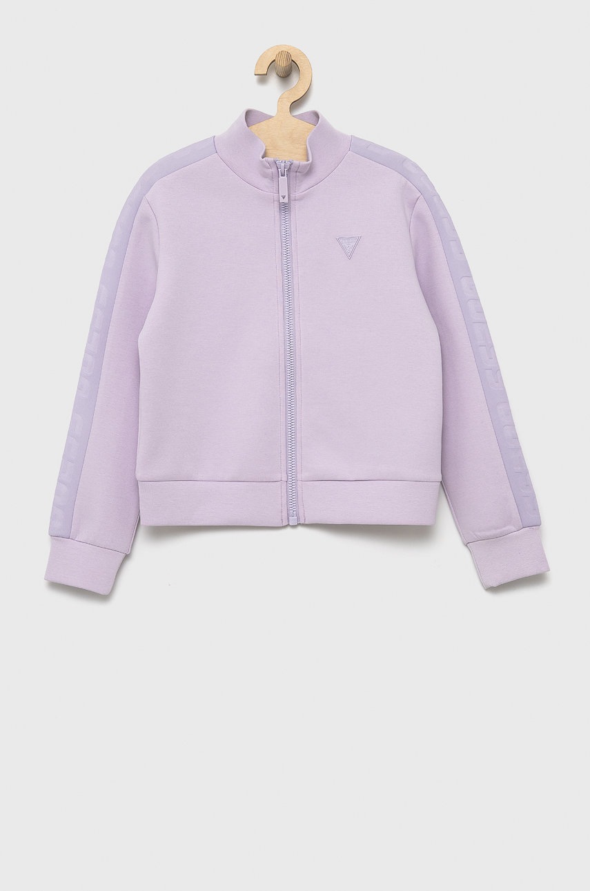 

Детски суичър Guess в лилаво с изчистен дизайн, Виолетов