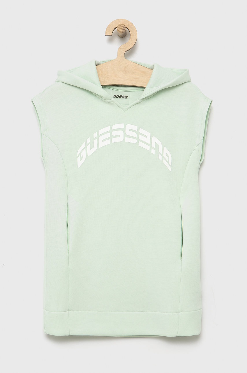 

Детска жилетка Guess в тюркоазено с принт, Тюркоазен