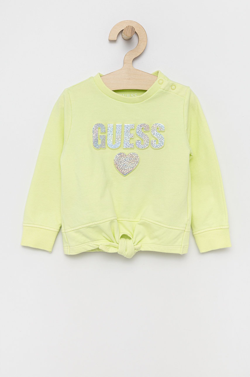 

Детски памучен суичър Guess в жълто с апликация, Жълт