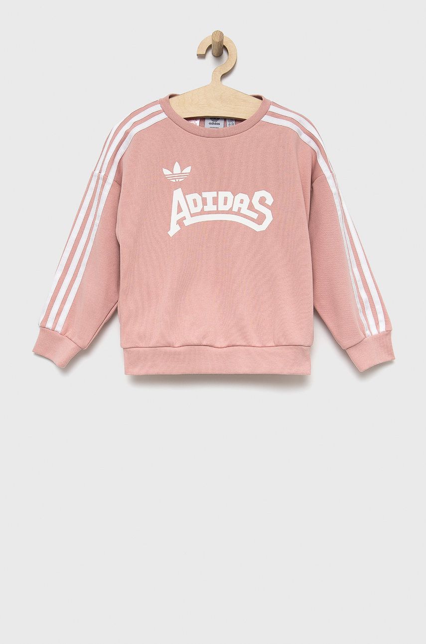 adidas Originals bluza copii culoarea roz, cu imprimeu