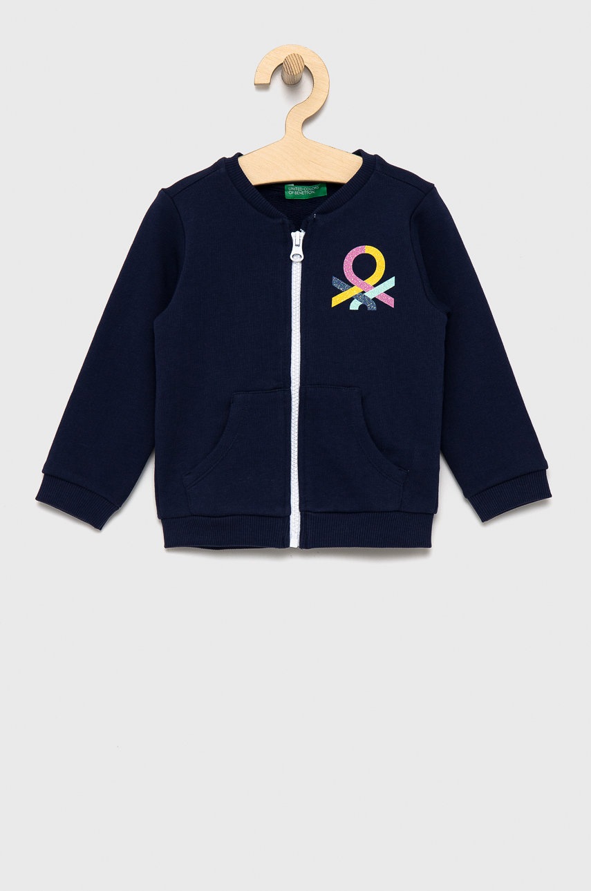 

Детски памучен суичър United Colors of Benetton в тъмносиньо с принт, Тъмносин