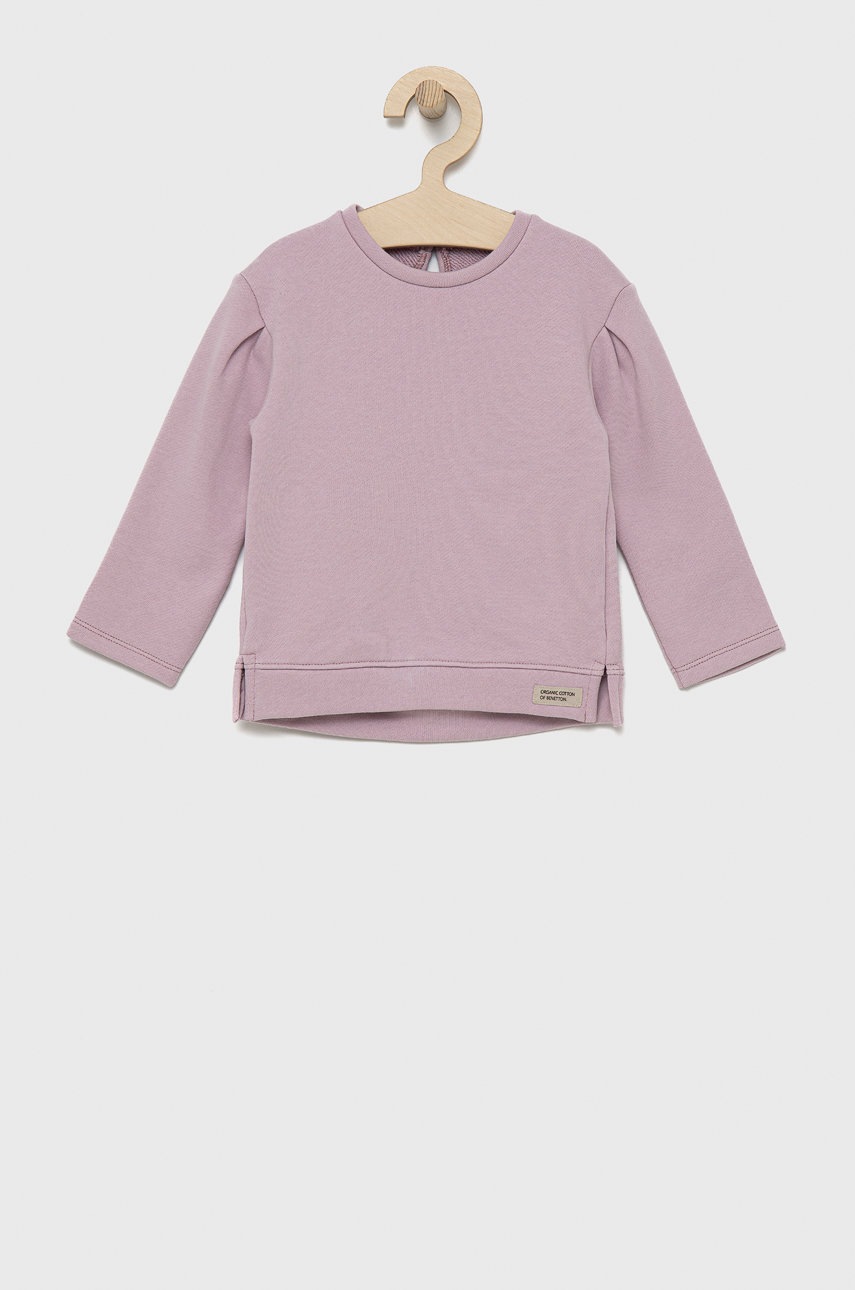 

Детская хлопковая кофта United Colors of Benetton цвет розовый однотонная