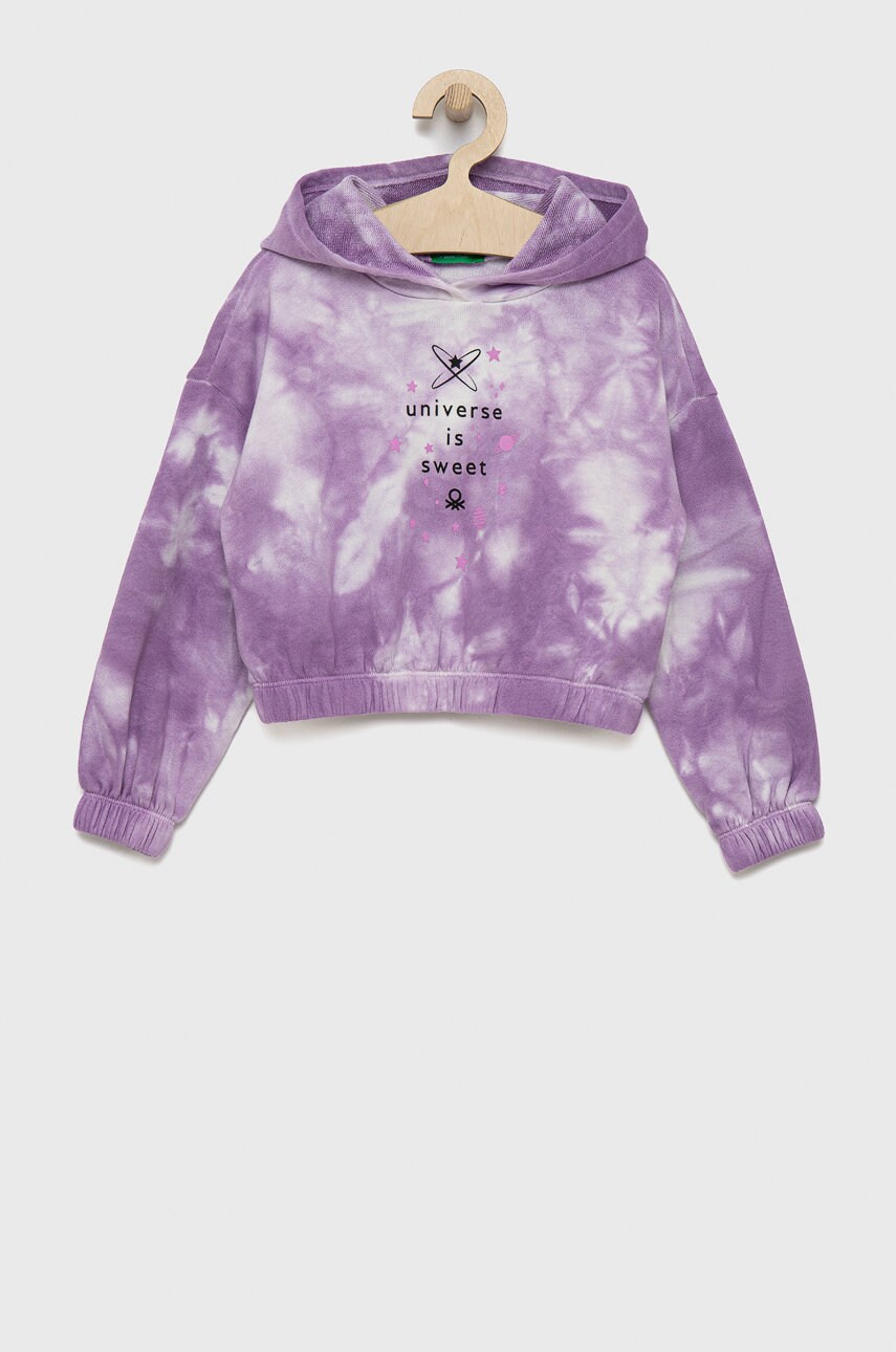 United colors of benetton hanorac de bumbac pentru copii culoarea violet, modelator