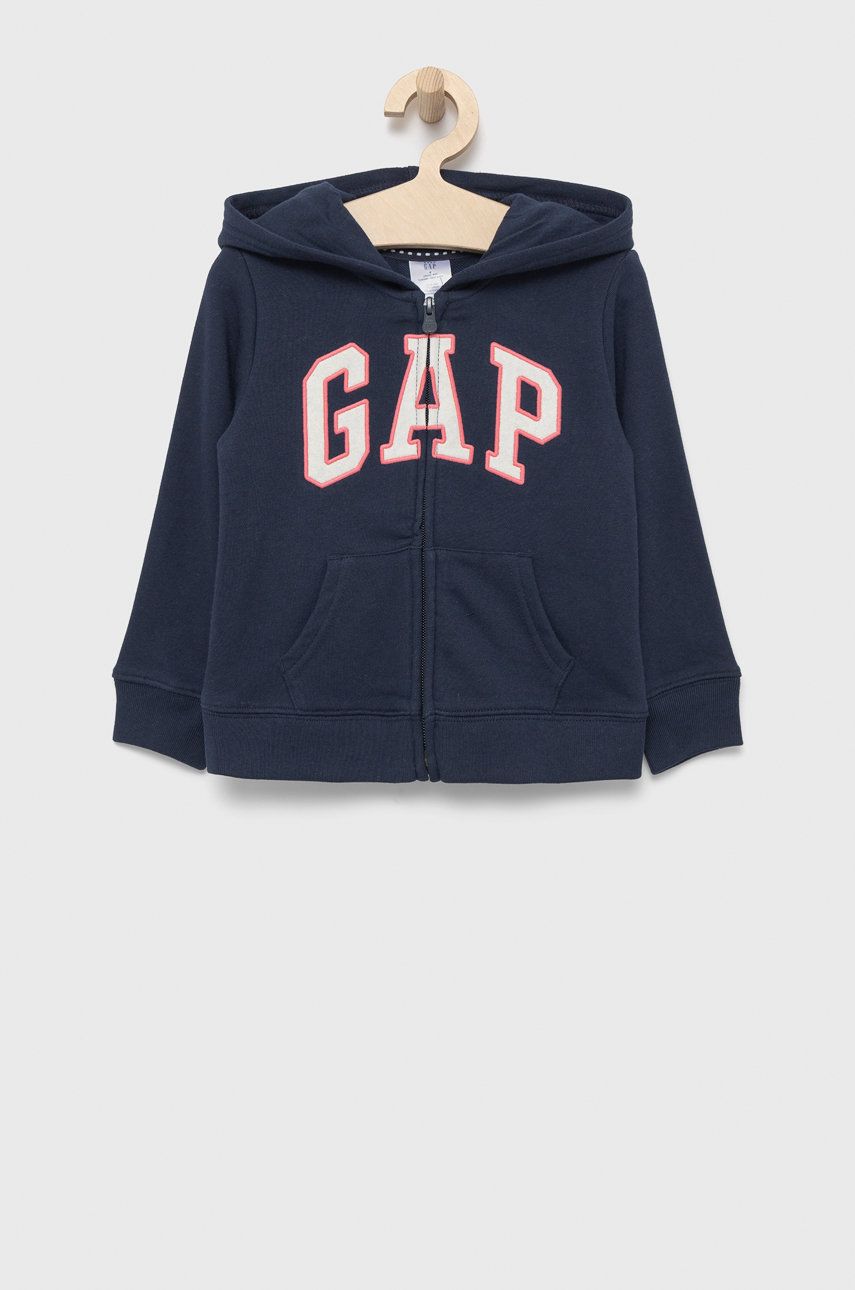 Gap GAP bluza dziecięca kolor granatowy z kapturem z aplikacją