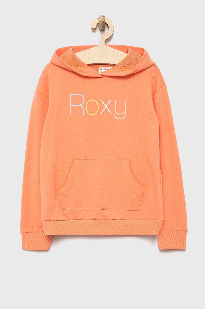 Roxy bluza dziecięca kolor pomarańczowy z kapturem z nadrukiem