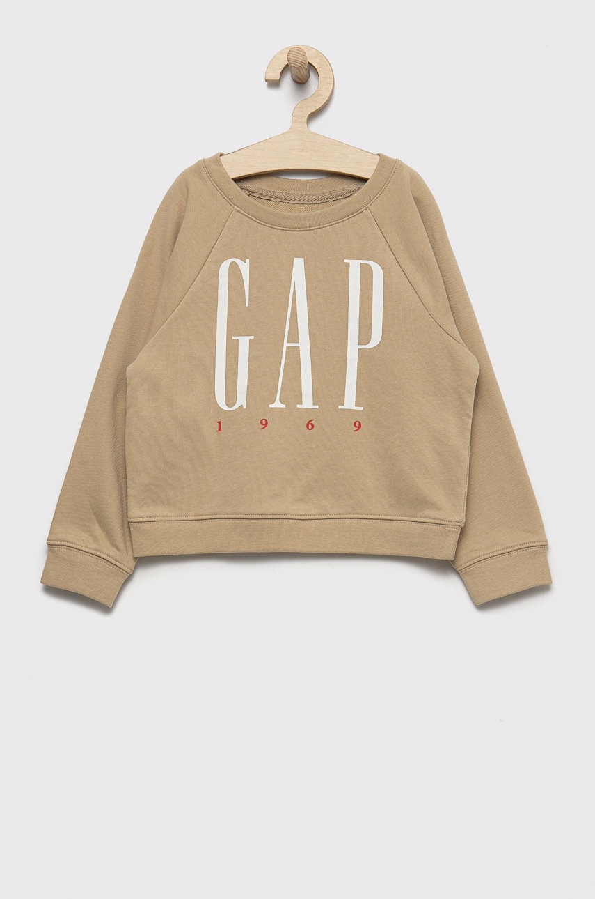 

Детски суичър GAP в кафяво с принт, Кафяв
