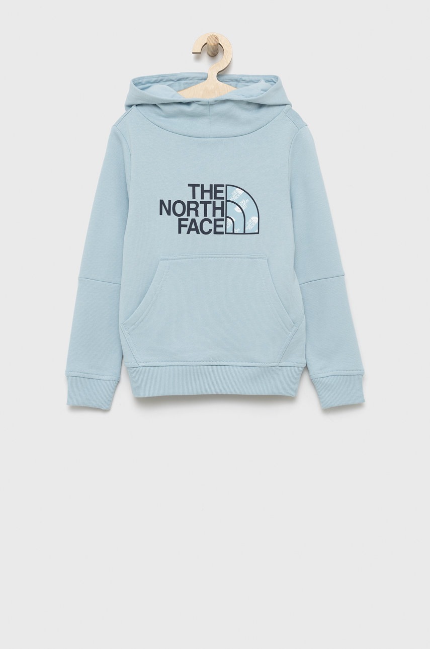 

Детски памучен суичър The North Face с принт, Син