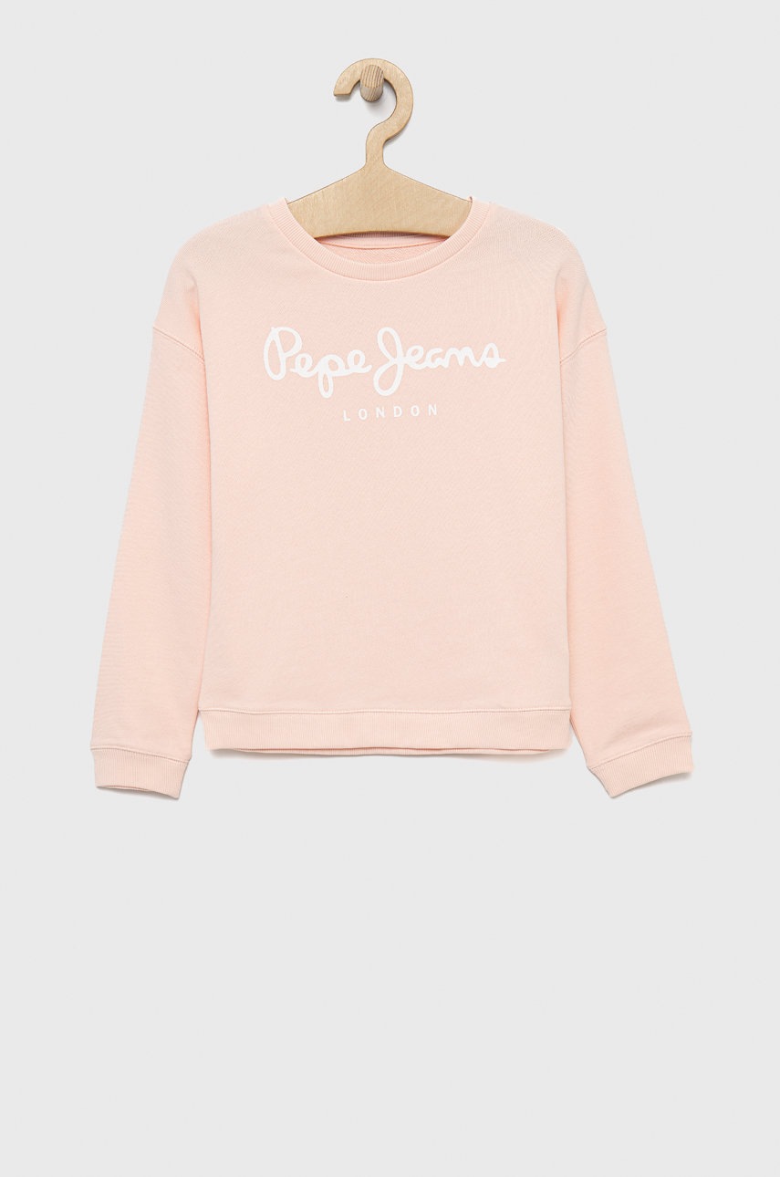 

Памучен суичър Pepe Jeans в розово с принт, Розов