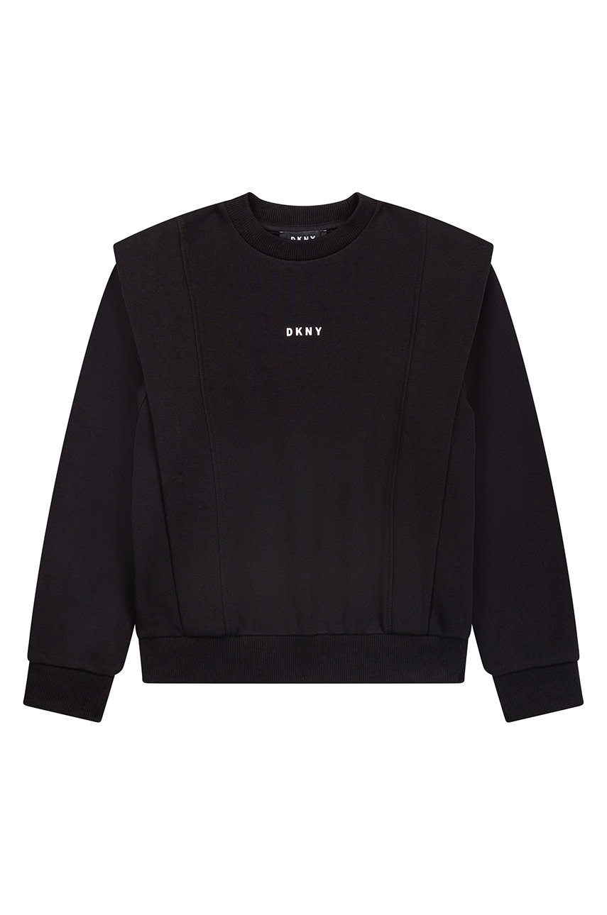 

Дитяча бавовняна кофта Dkny колір чорний однотонна
