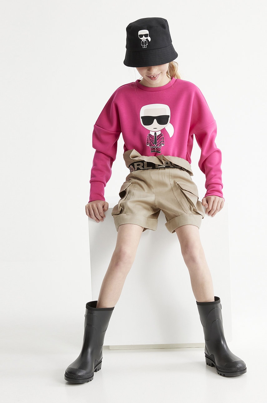 Karl Lagerfeld bluza copii culoarea roz, cu imprimeu