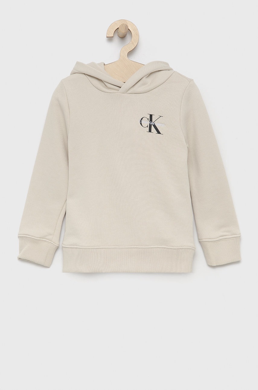 

Детски суичър Calvin Klein Jeans в бежово с принт, Бежов