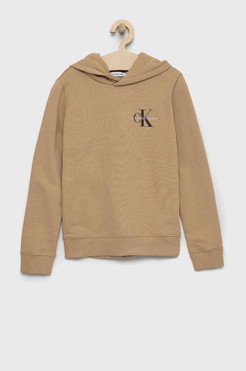 

Детски суичър Calvin Klein Jeans в бежово с принт, Бежов