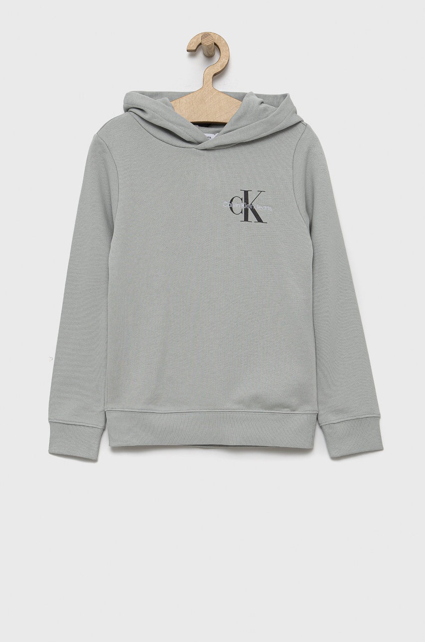 

Детски суичър Calvin Klein Jeans в сиво с принт, Сив
