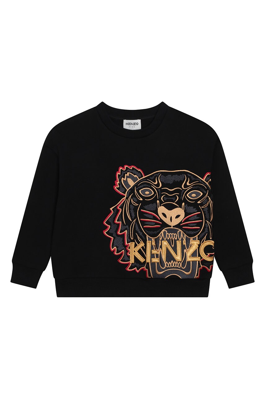 Kenzo kids hanorac de bumbac pentru copii culoarea negru, cu imprimeu