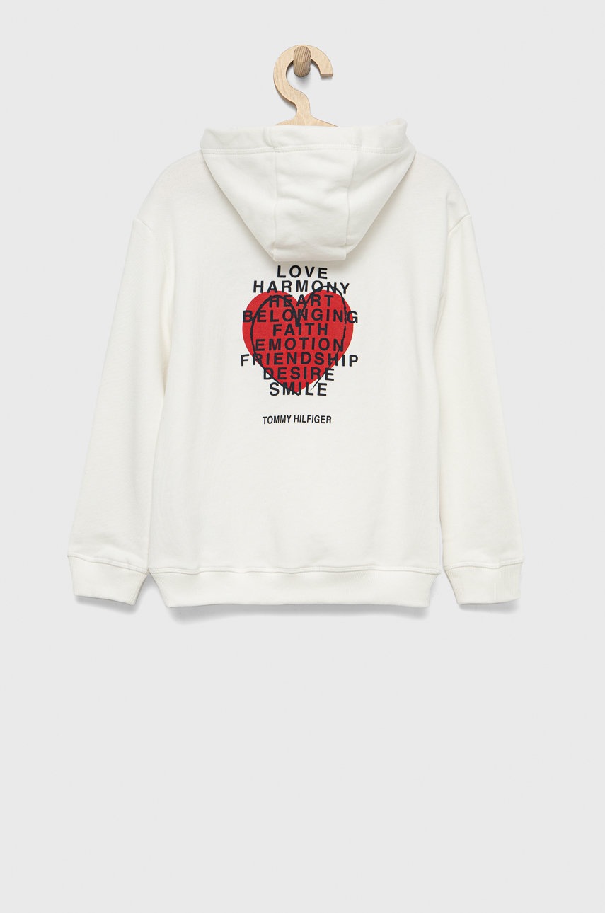

Дитяча бавовняна кофта Tommy Hilfiger колір білий з аплікацією