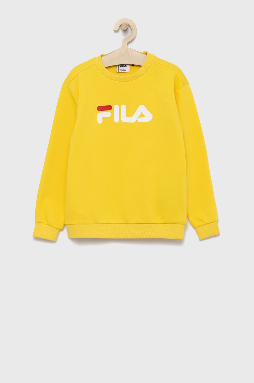 

Детски суичър Fila в жълто с принт, Жълт