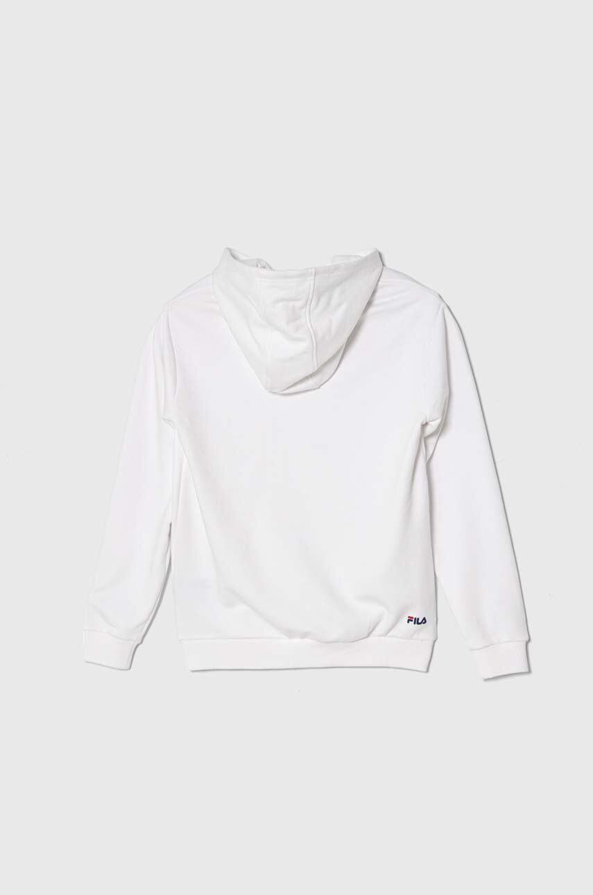 Дитяча кофта Fila колір білий з капюшоном з принтом