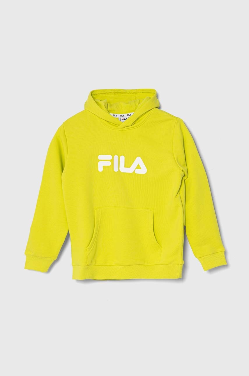 Fila bluza copii culoarea verde, cu glugă, cu imprimeu