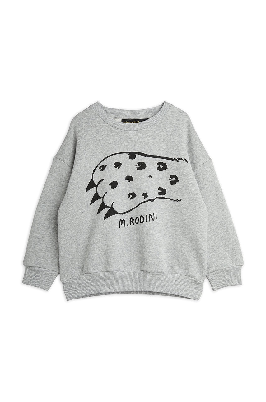 Mini Rodini hanorac de bumbac pentru copii culoarea gri, cu imprimeu
