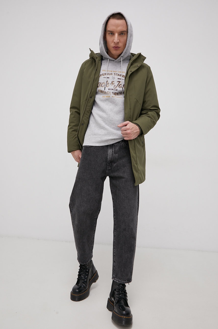

Кофта Premium by Jack&Jones чоловіча колір сірий з принтом