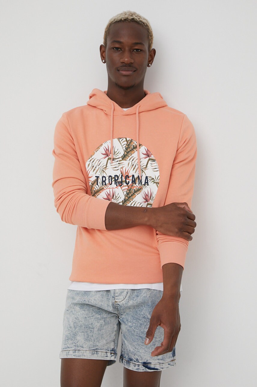 

Суичър Jack & Jones мъжка в оранжево с принт, Оранжев