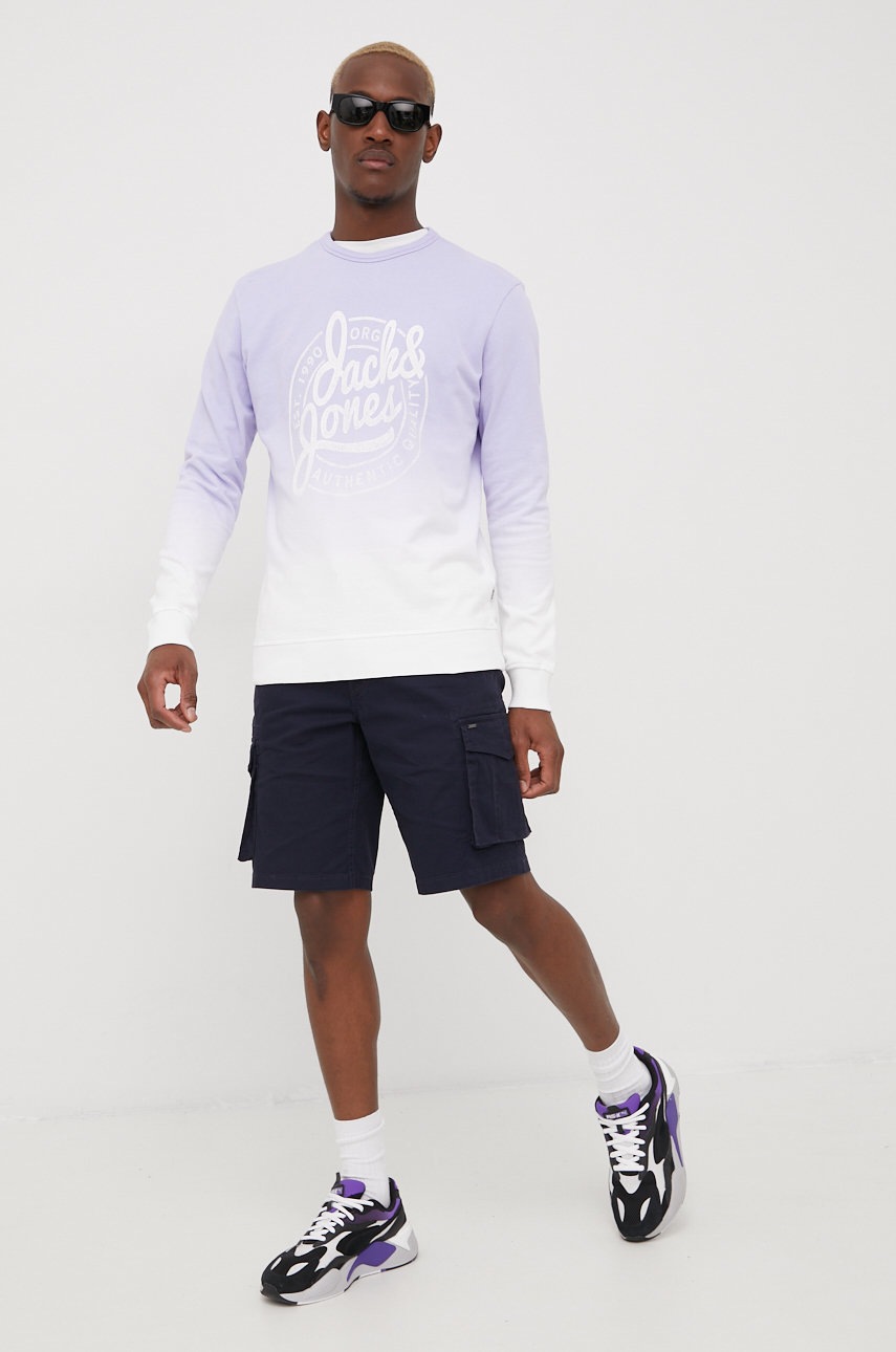

Бавовняна кофта Jack & Jones чоловіча колір фіолетовий з принтом