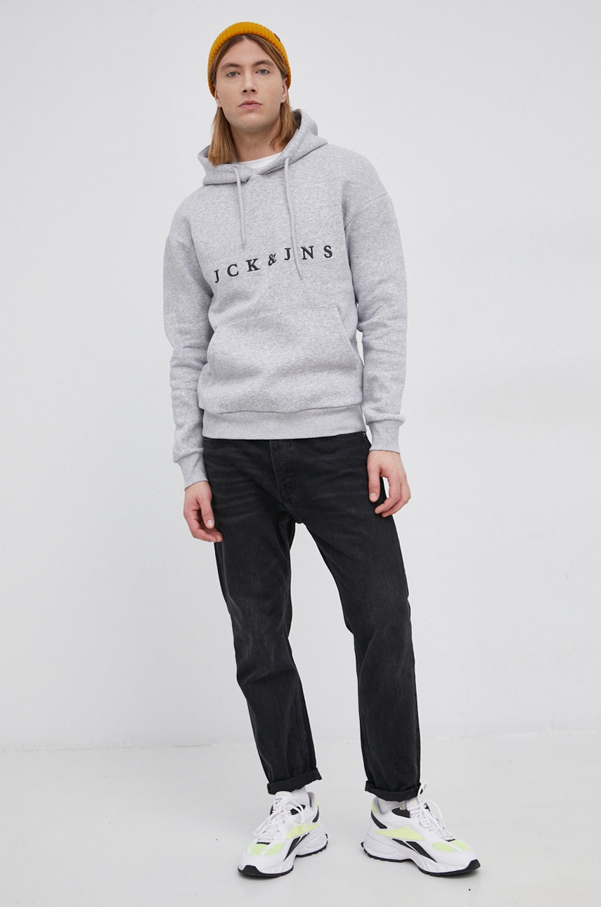 

Кофта Jack & Jones чоловіча колір сірий з аплікацією