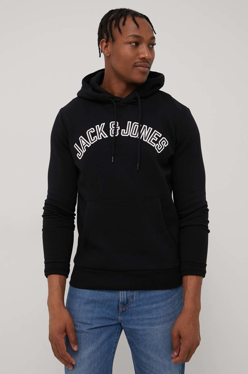 

Суичър Jack & Jones мъжка в черно с принт, Черен