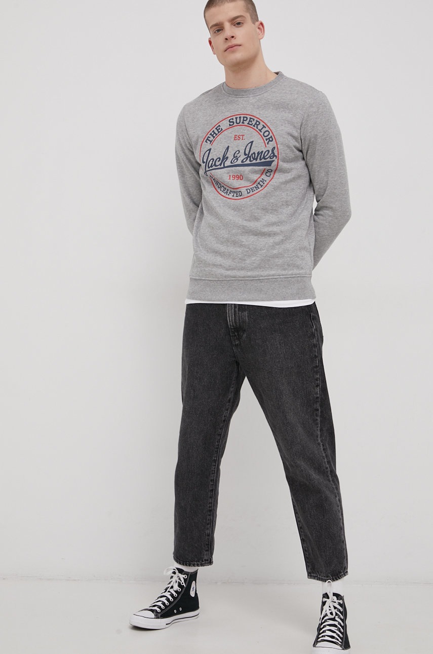

Кофта Jack & Jones мужская цвет серый с принтом