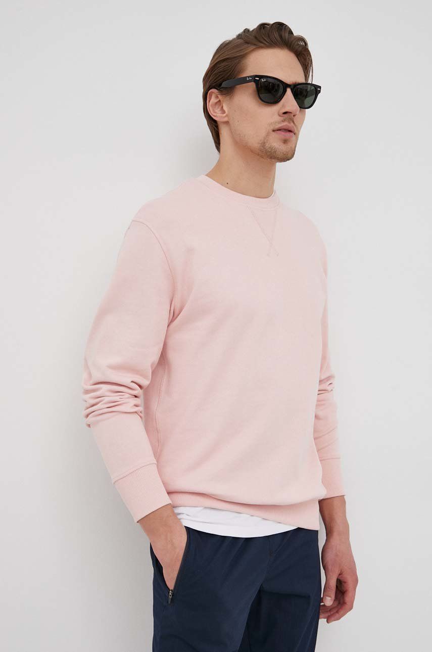 Selected Homme bluza bawełniana męska kolor różowy gładka