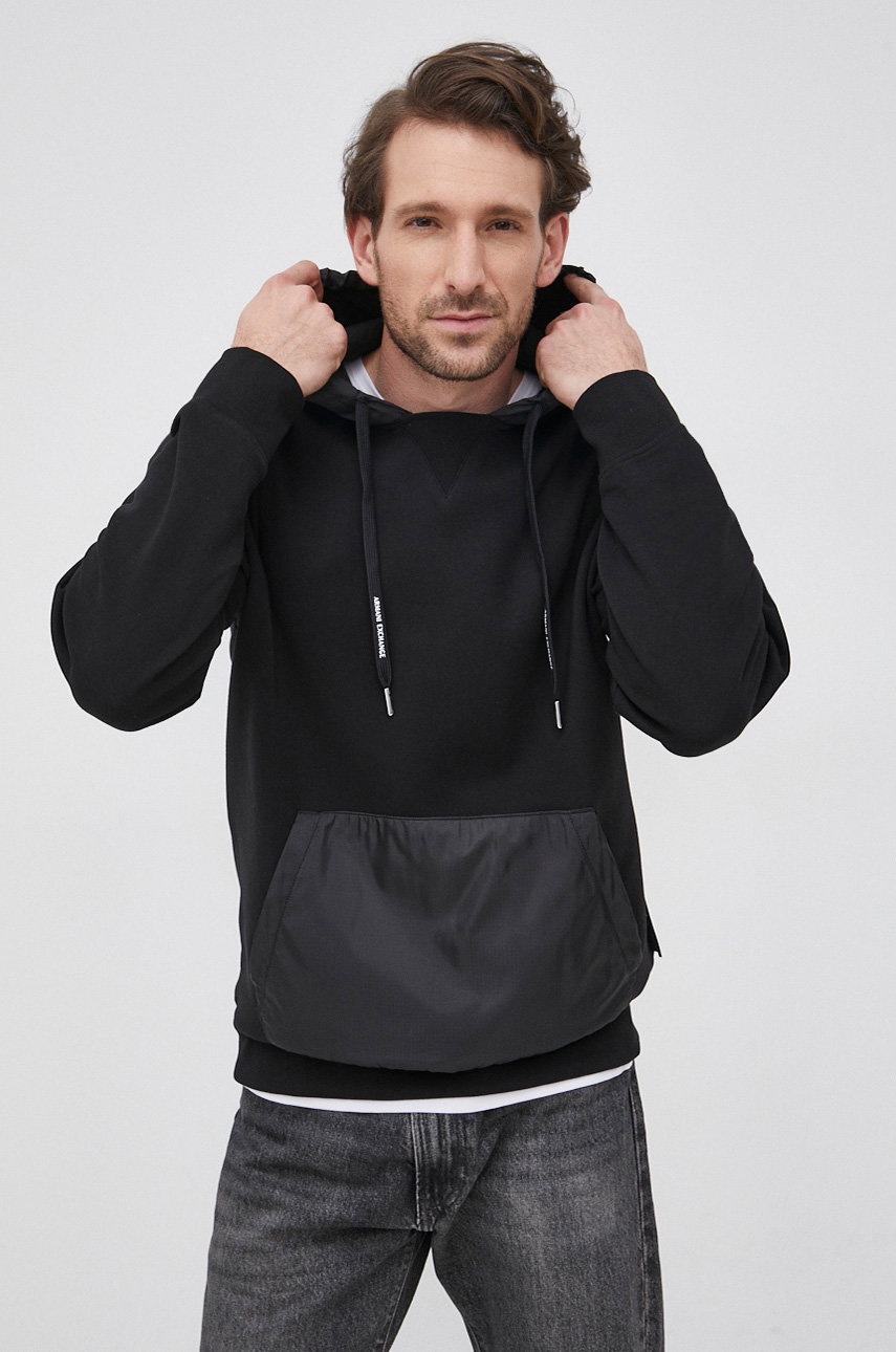 

Суичър Armani Exchange мъжки в черно с изчистен дизайн, Черен