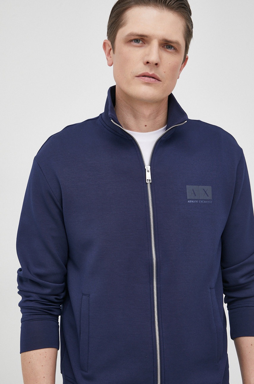 

Суичър Armani Exchange мъжка в тъмносиньо с изчистен дизайн, Тъмносин