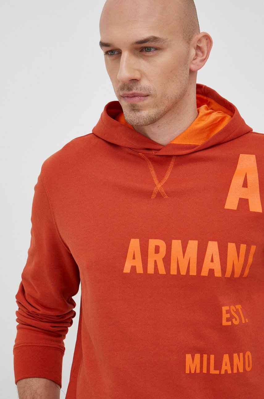 

Суичър Armani Exchange мъжки в оранжево с принт, Оранжев