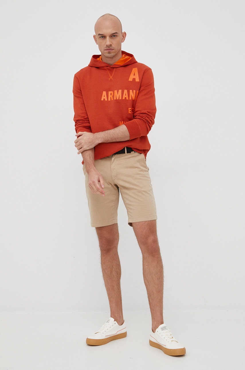 

Кофта Armani Exchange мужская цвет оранжевый с принтом