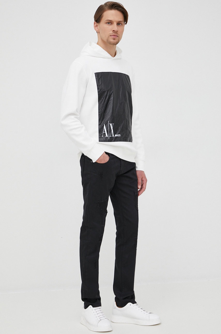 

Кофта Armani Exchange мужская цвет белый с аппликацией