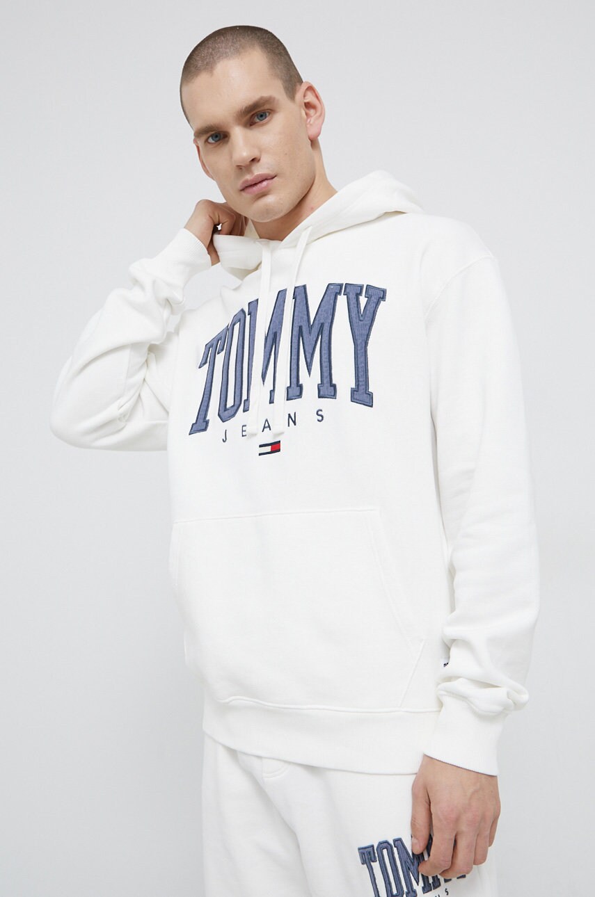 

Кофта Tommy Jeans мужская цвет белый с аппликацией
