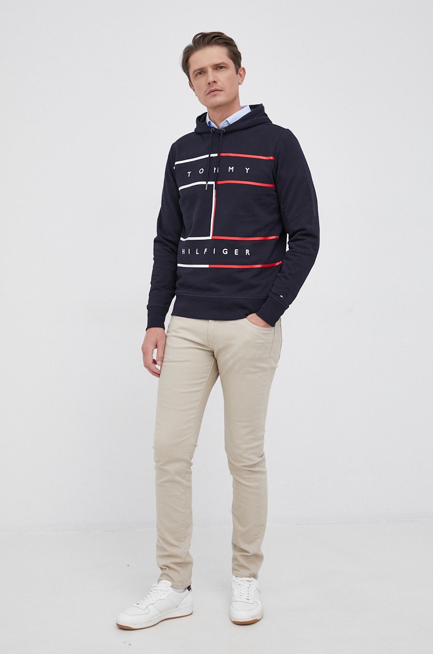 

Хлопковая кофта Tommy Hilfiger мужская цвет синий с принтом