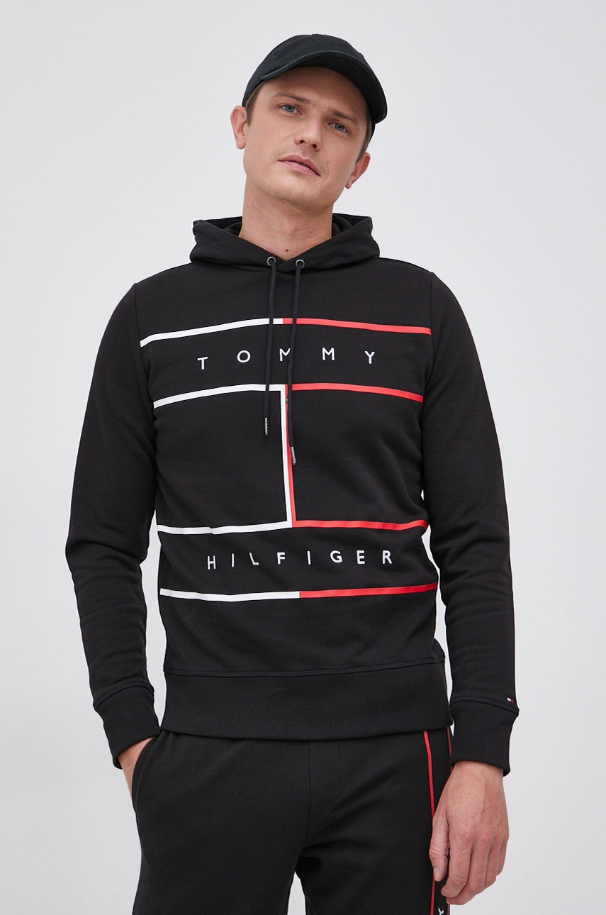 

Бавовняна кофта Tommy Hilfiger чоловіча колір чорний з принтом