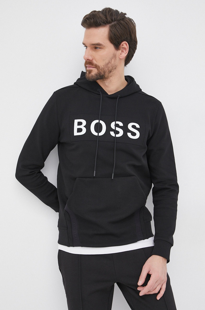 

Суичър Boss Athleisure мъжки в черно с принт, Черен