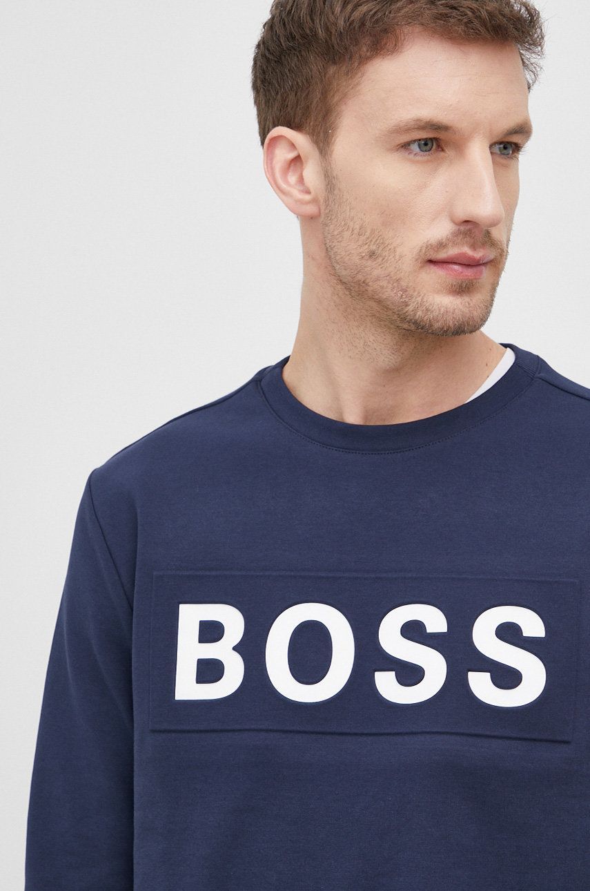 Boss bluza Boss Athleisure męska kolor granatowy z nadrukiem