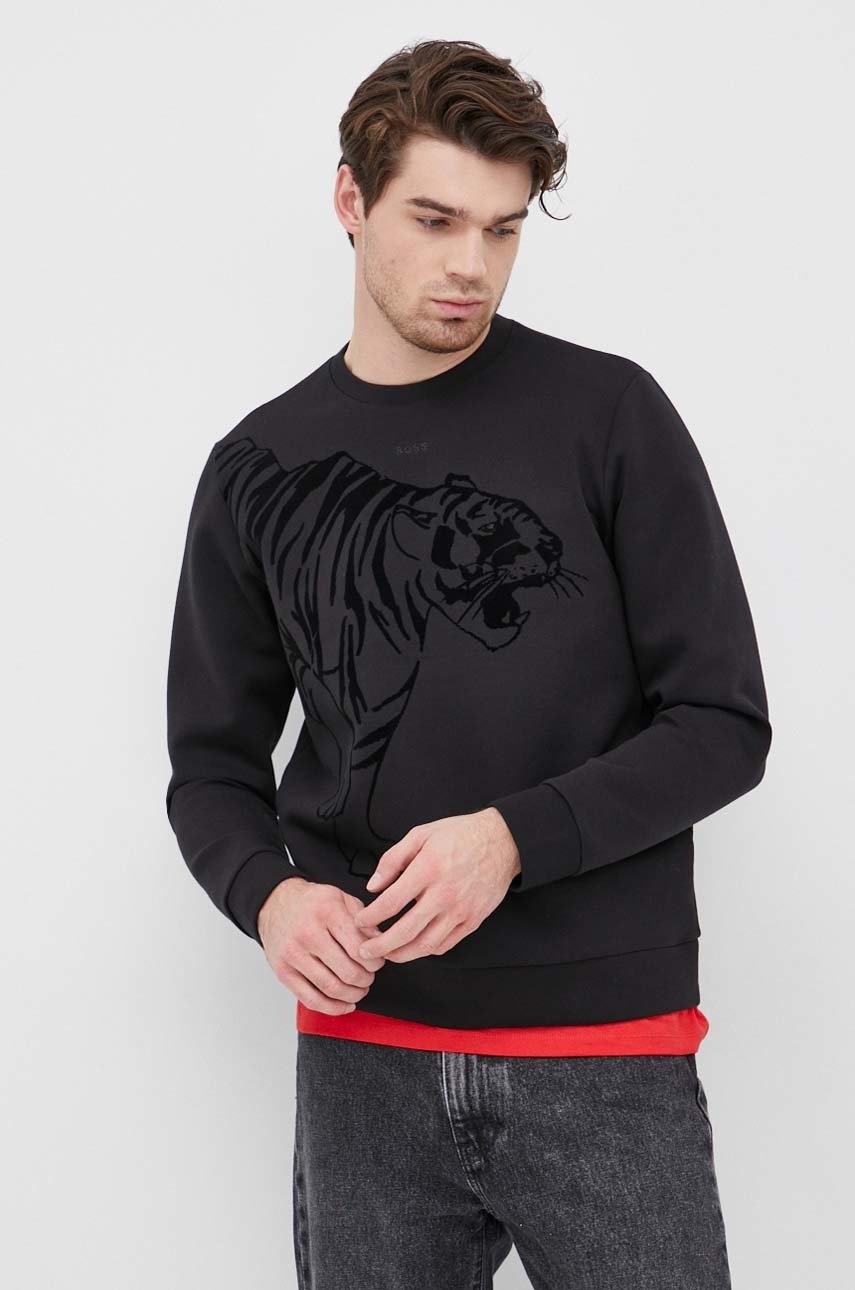 

Суичър Boss Boss Athleisure мъжки в черно с апликация, Черен