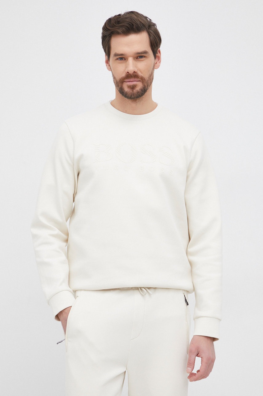 

Суичър Boss Athleisure мъжки в кремаво с изчистен дизайн, Бежов