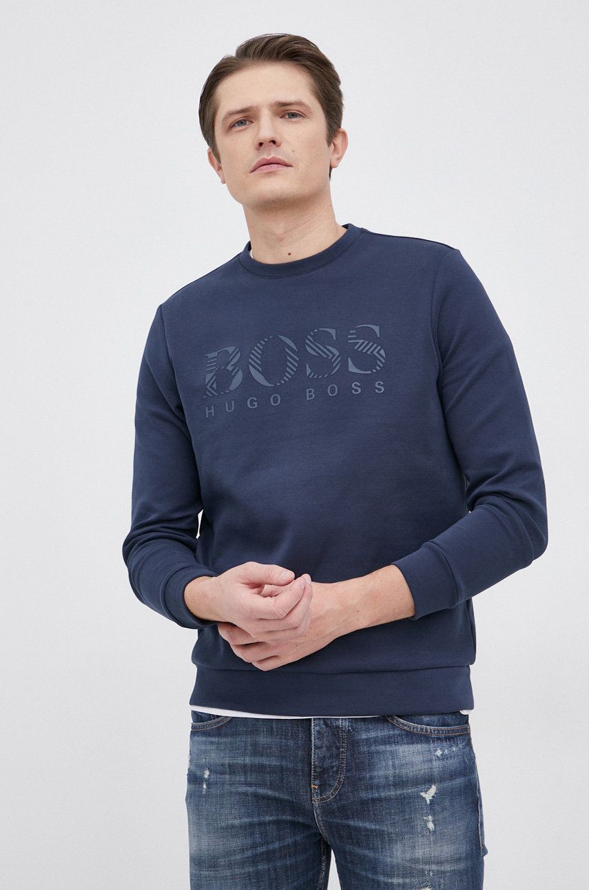 Boss Bluză Athleisure bărbați, culoarea albastru marin, material neted answear.ro