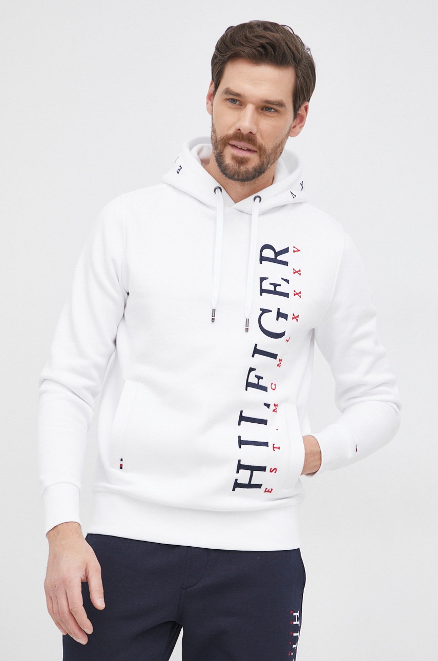

Суичър Tommy Hilfiger мъжки в бяло с апликация, Бял