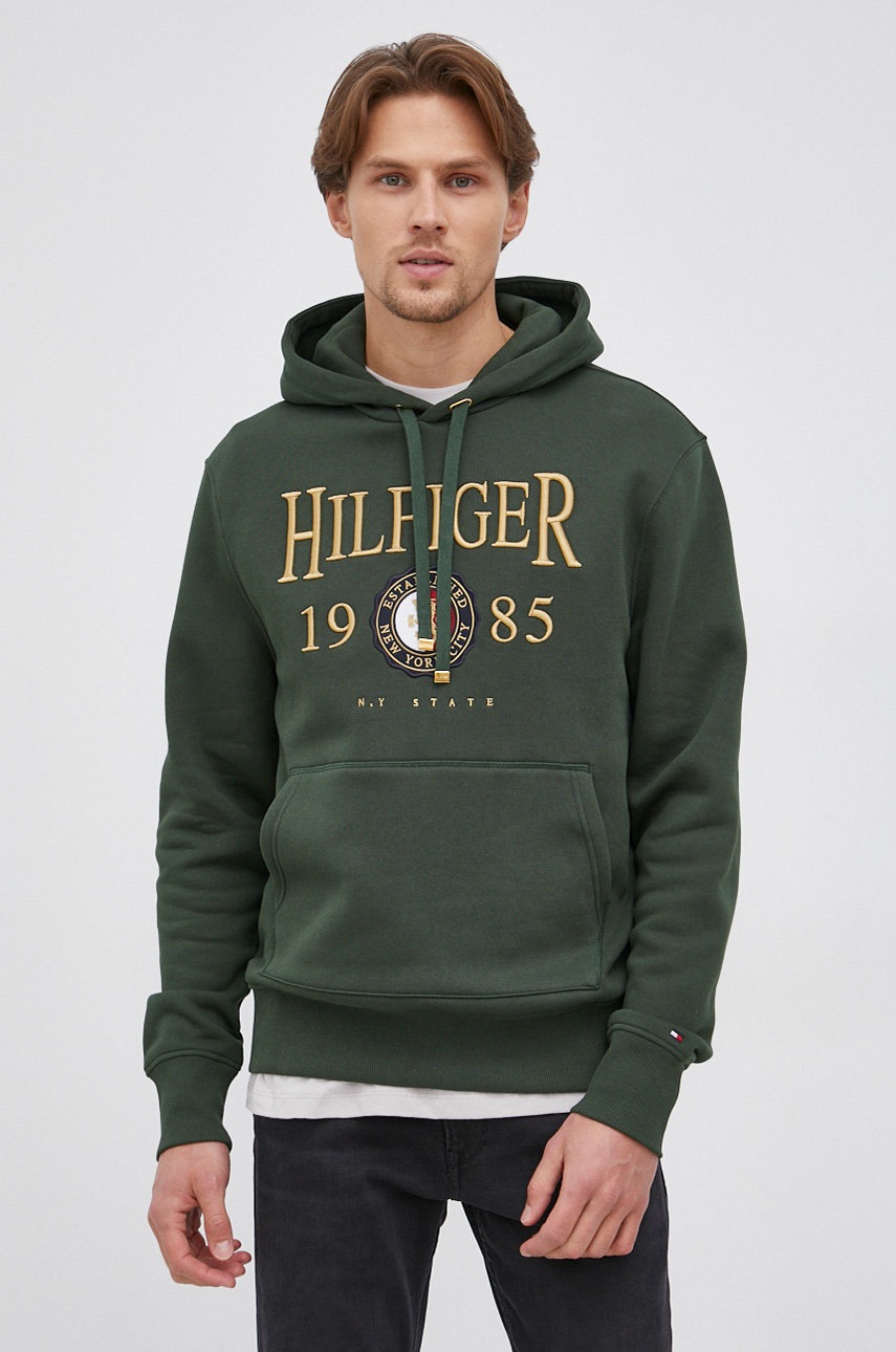 

Суичър Tommy Hilfiger мъжки в зелено с апликация, Зелен