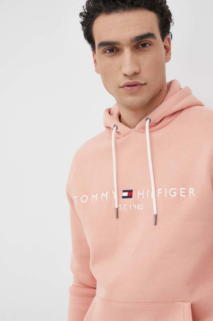 

Суичър Tommy Hilfiger мъжки в розово с апликация, Розов